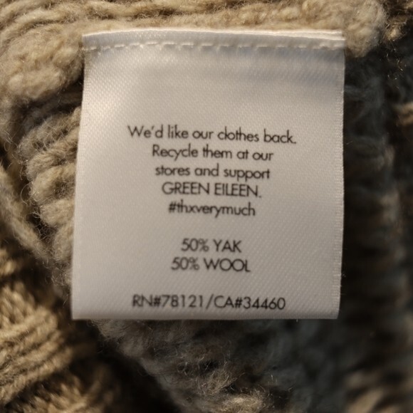 Eileen Fisher Brown Chunky Knit Pullover Sweater 50% Yak 50% Wool LG - Picture 13 of 13